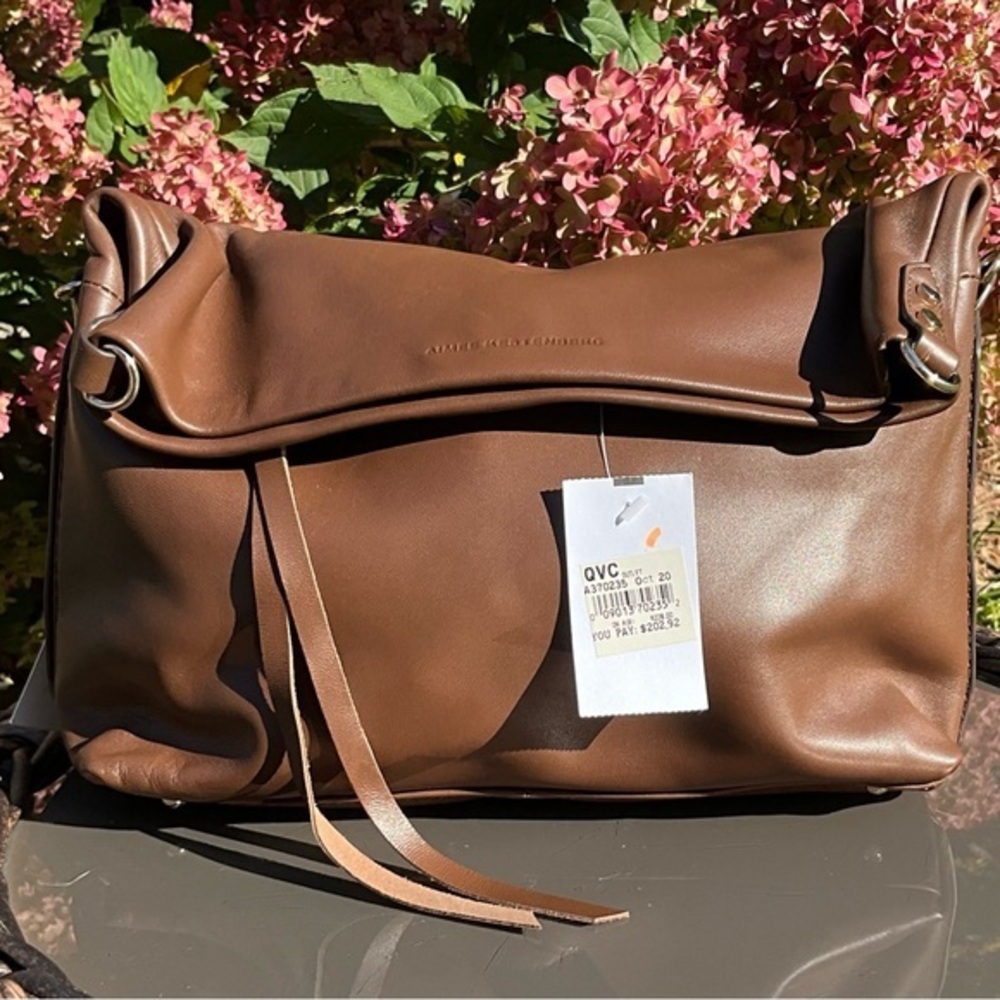 Aimee Kestenberg Brown Roll-Top Leather Crossbody Bag